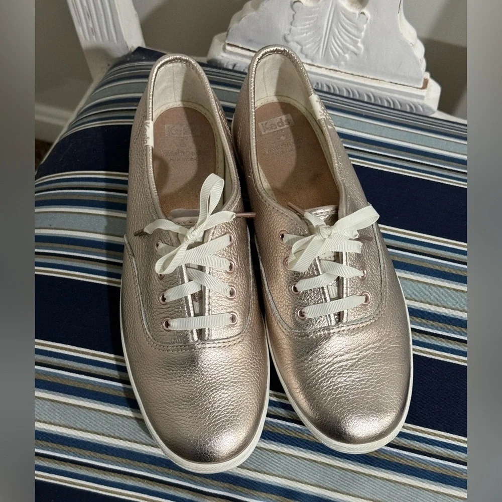 Kate Spade X Keds Rose‎ Gold Metallic Sneakers Shoes Size 7.5